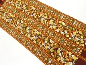 じゅらく製　草花に鳥模様織出し袋帯